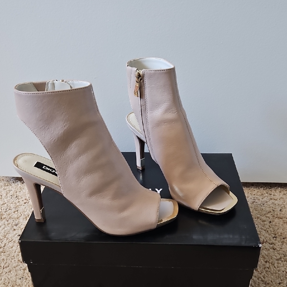 DKNY Beige Peep-Toe Heels